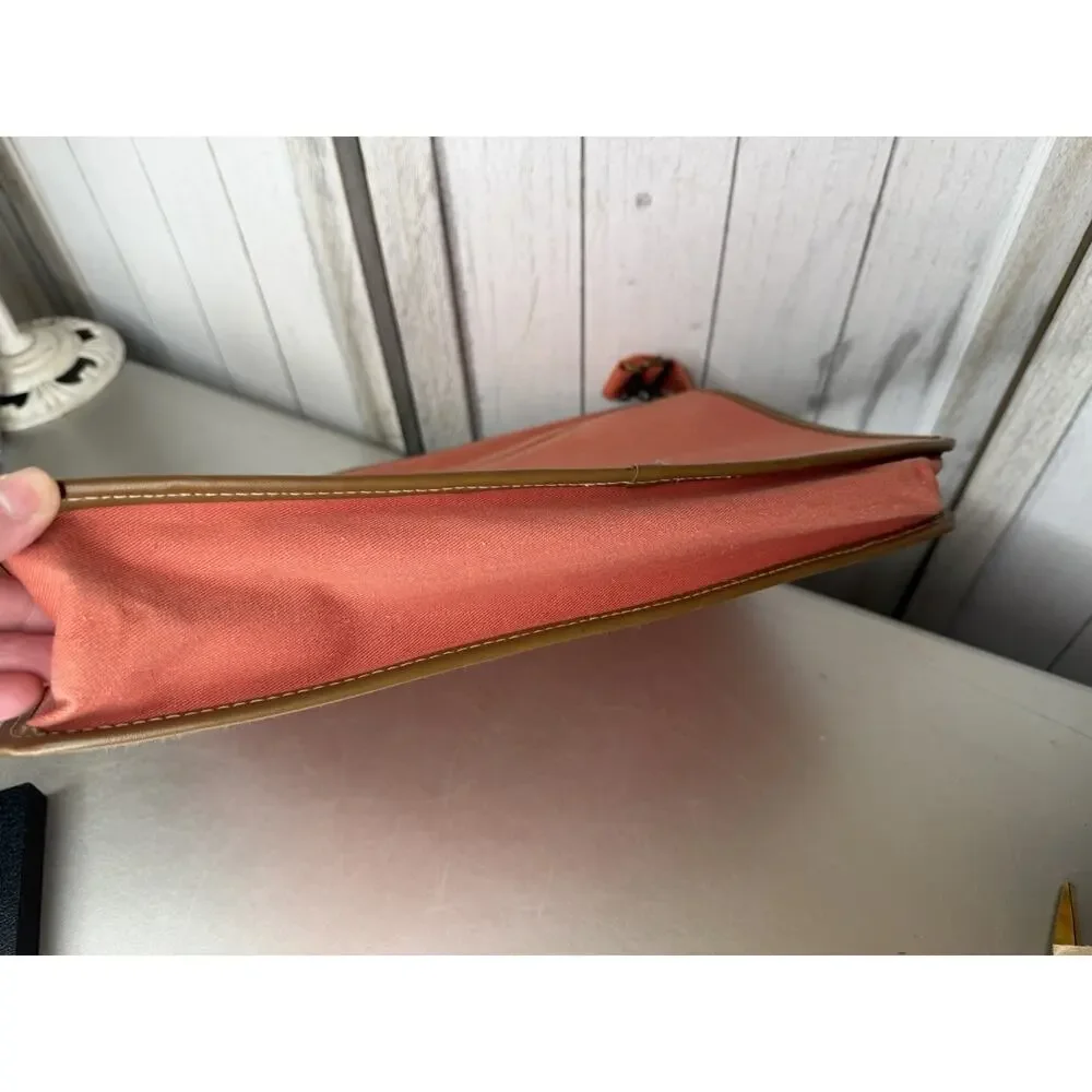 VTG NAF NAF Messenger Bag Top Handle Coral Orange Shoulder Strap Snap Closure